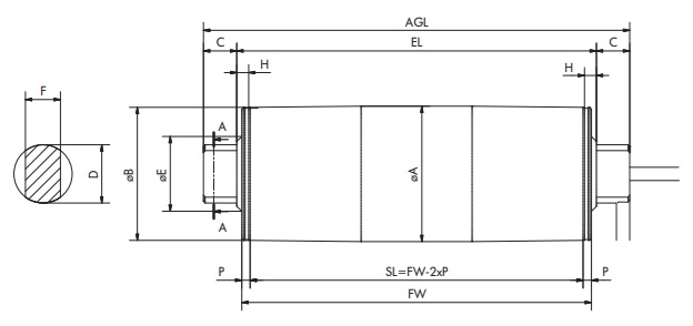 Размеры мотор-барабана